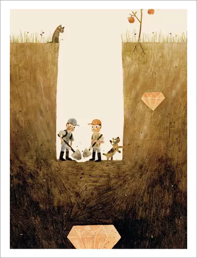 Sam & Dave Dig a Hole - pg. 6 - Kept Digging [PRINT], Jon Klassen