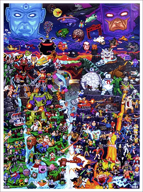 8-Bit Worlds Collide - Pixel Poster, Roger Barr