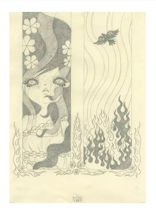 Ravina Page 42: Pencil Drawing (Unframed), Junko Mizuno