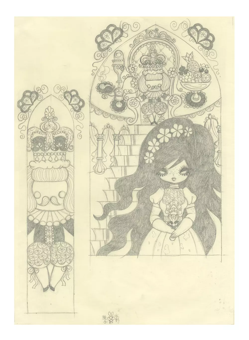 Ravina Page 34: Pencil Drawing (Unframed), Junko Mizuno