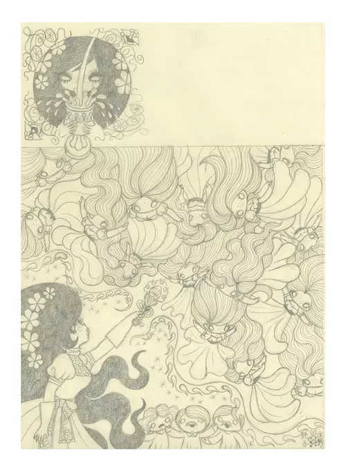 Ravina Page 33: Pencil Drawing (Unframed), Junko Mizuno