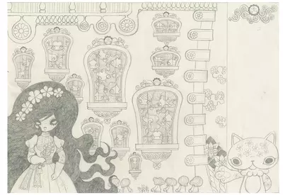 Ravina Page 31-32: Pencil Drawing (Unframed), Junko Mizuno