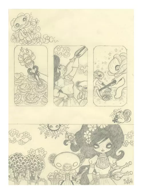 Ravina Page 21: Pencil Drawing (Unframed), Junko Mizuno
