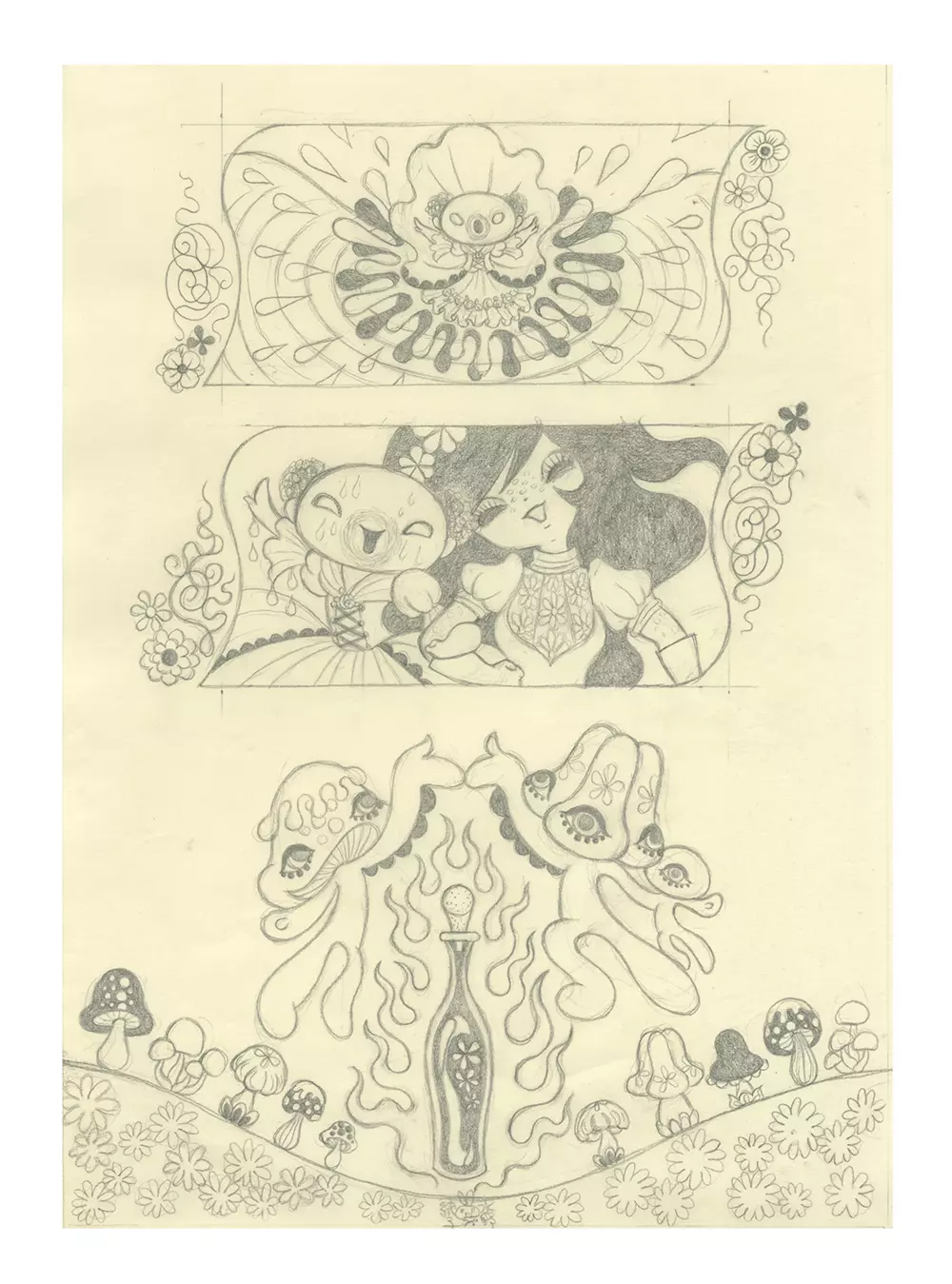 Ravina Page 17: Pencil Drawing (Unframed), Junko Mizuno