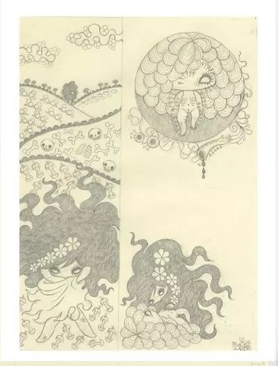 Ravina Page 09: Pencil Drawing (Unframed), Junko Mizuno