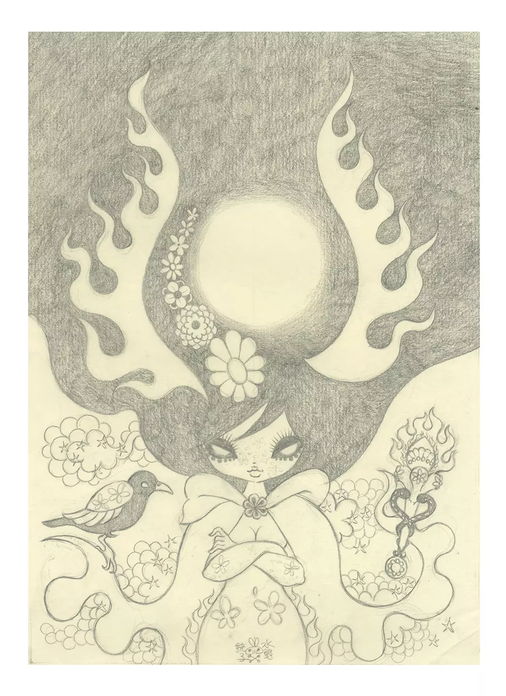 Ravina Cover Art Study 3: Pencil Drawing (Unframed), Junko Mizuno