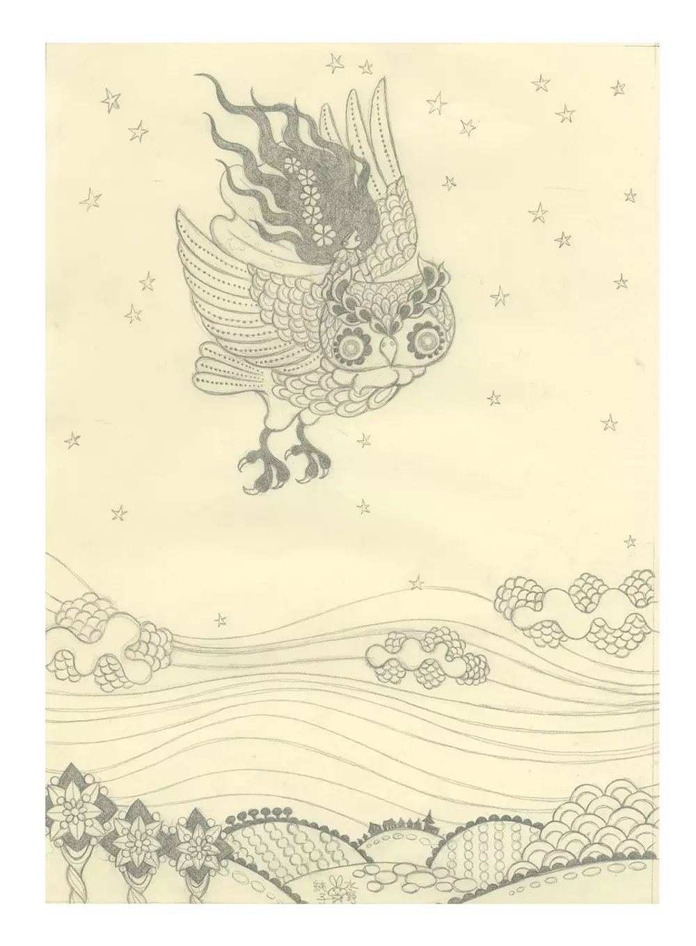 Ravina Page 28: Pencil Drawing (Unframed), Junko Mizuno