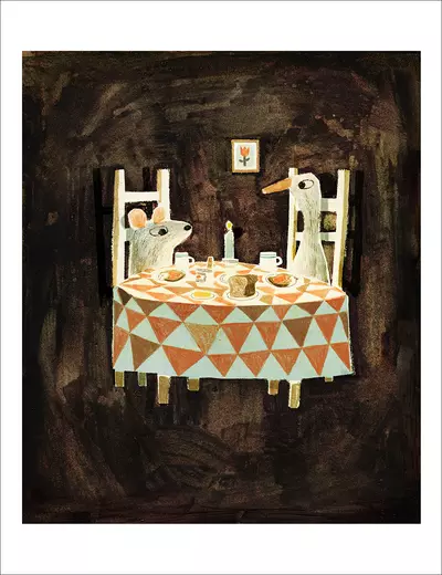 The Wolf, The Duck, & The Mouse - pg. 10 - Candlelight Dinner (PRINT), Jon Klassen