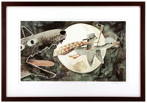 The Wolf, The Duck, & The Mouse Pg. 29-30 (framed), Jon Klassen