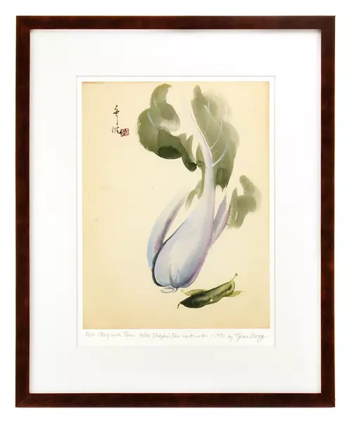 Bok Choy with Peas (FRAMED), Tyrus Wong