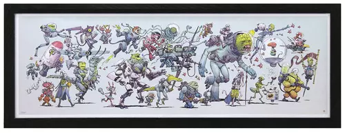 Skullchaser and Friends [Framed Colored Print], Jake Parker