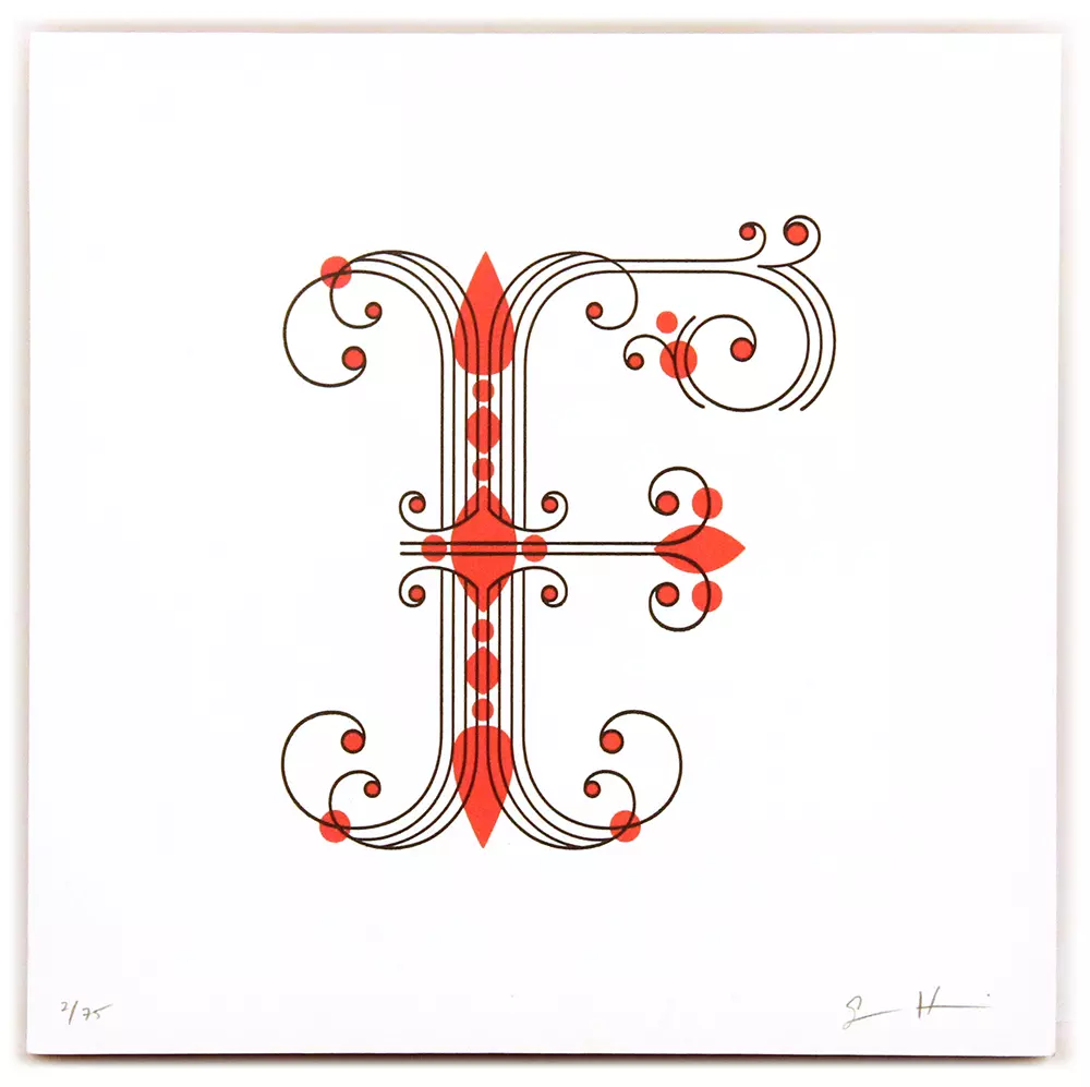 Alphabet Letterpress Print "F" (Editions of 75), Jessica Hische