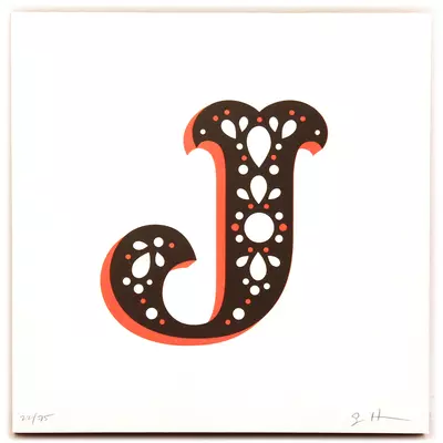 Alphabet Letterpress Print "J" (Editions of 75), Jessica Hische