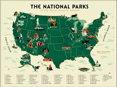 US National Parks VARIANT  (The Fifty-Nine Parks Print Series), Brave the Woods