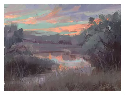 Sunset Pond (print), Nathan Fowkes