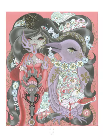 Ravina and Crow (print), Junko Mizuno