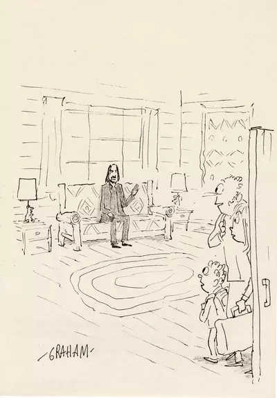 The Patterson family was pleasantly surprised to find their cabin rental came with their very own Keanu Reeves for the weekend., Graham Annable