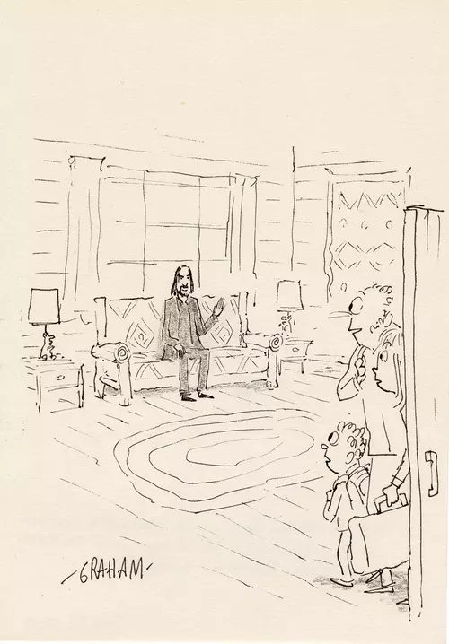 The Patterson family was pleasantly surprised to find their cabin rental came with their very own Keanu Reeves for the weekend., Graham Annable