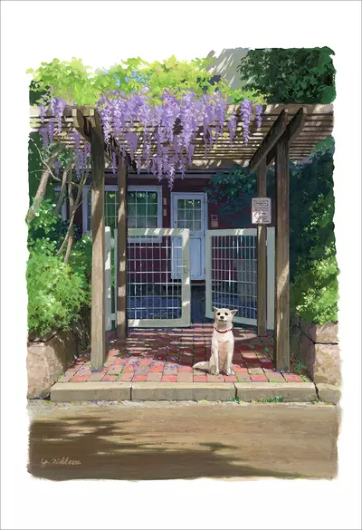 Dog in the Garden (PRINT), Yoichi Nishikawa