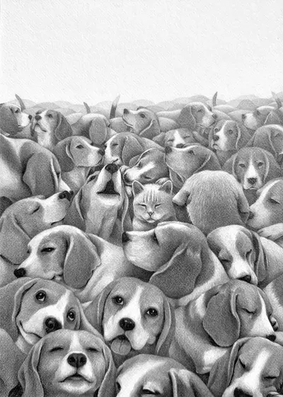 A Cat and Beagles, Julie Unchu Song