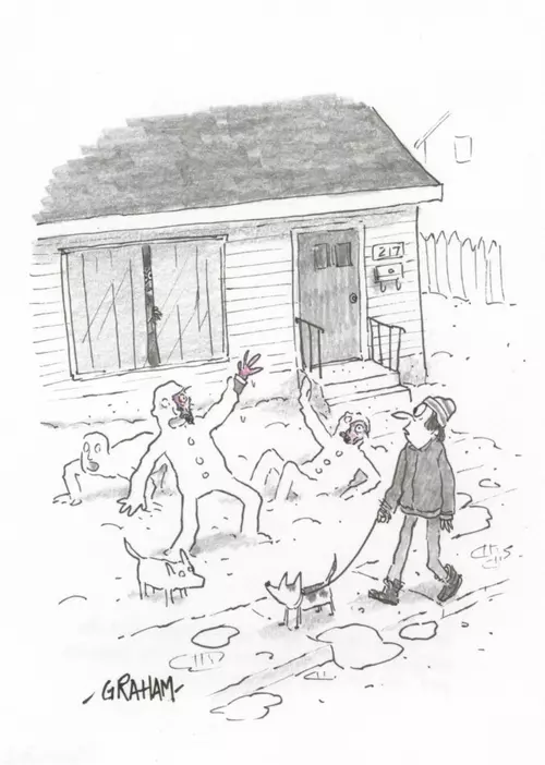 Doodle 26 - As spring heated up it became clear that the elaborate winter ice sculptures on old Mr. Benson's yard were not really sculptures at all, Graham Annable