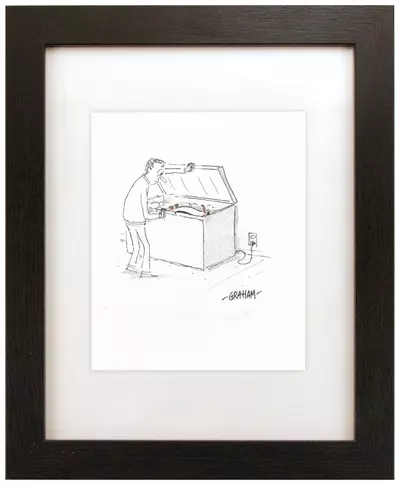 Doodle 85 - Penguin in a freezer, Graham Annable