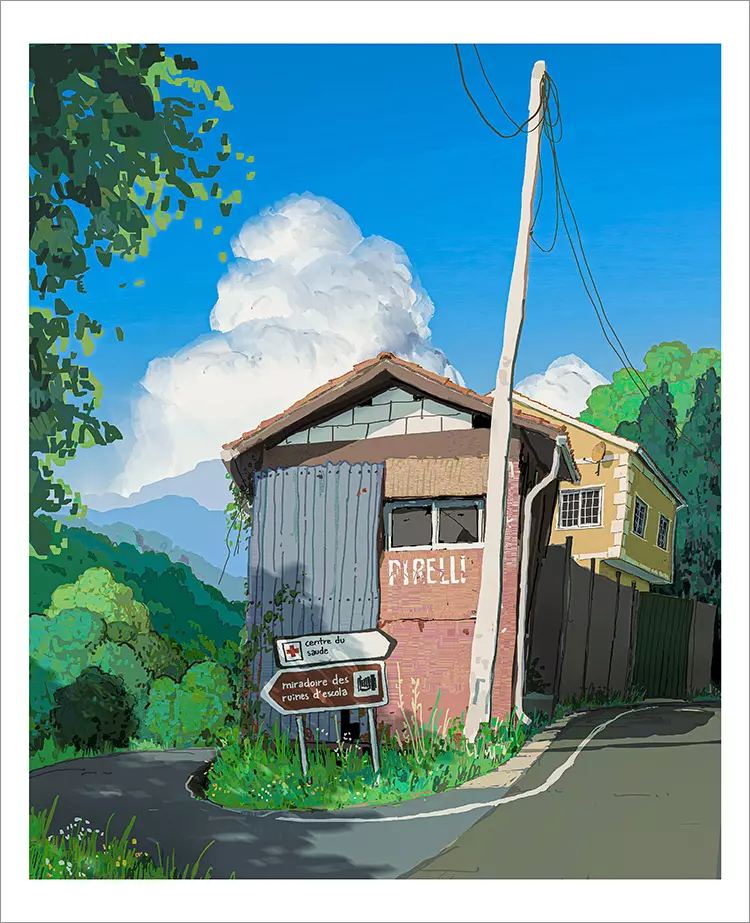 Rural Road and Yellow House [PRINT], Alariko