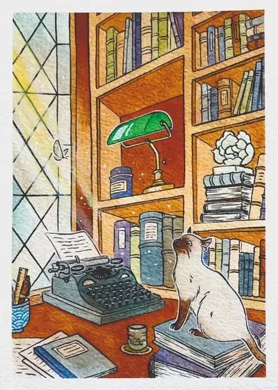 Cat Lovers Desks - The Writer, echo.ism