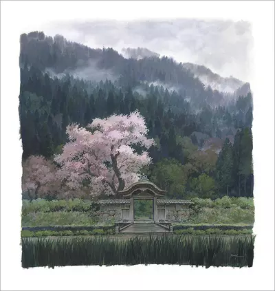 Foggy Shrine (PRINT), Yoichi Nishikawa