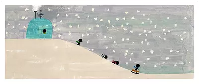 Little Penguins - Sledding (Pg. 17-18) [PRINT], Christian Robinson