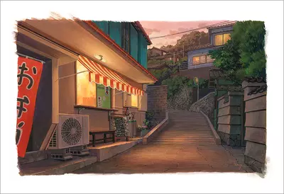 Bento Shop at the Harbor - Dusk [PRINT], Yoichi Nishikawa