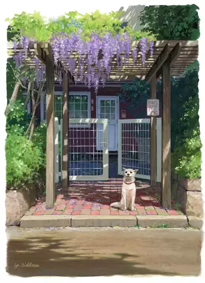Dog in the Garden (PRINT), Yoichi Nishikawa