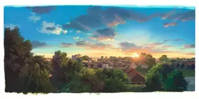 Sunset Above Studio Ghibli [PRINT], Yoichi Nishikawa