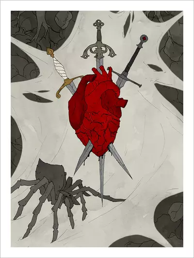 Dark Wood Tarot - 3 of Swords [PRINT], Abigail Larson