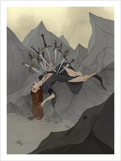 Dark Wood Tarot -10 of Swords [PRINT], Abigail Larson