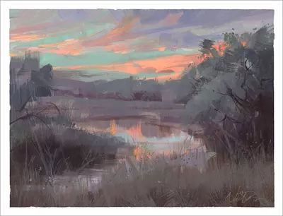 Sunset Pond [PRINT], Nathan Fowkes