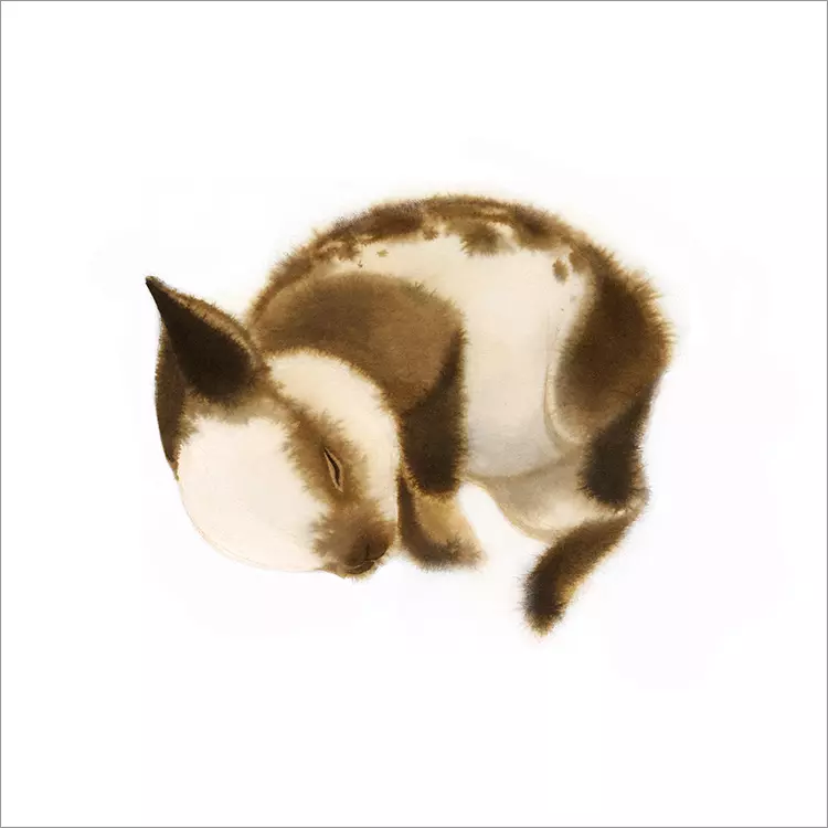 Sleeping Bunny - Brown [PRINT], Camille André
