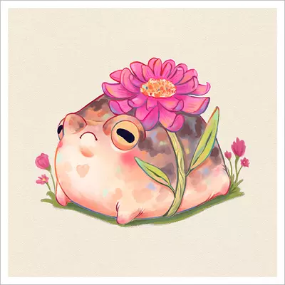 Doug Under the Pink Flower [PRINT], lightdraconis