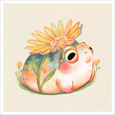 Doug Under the Yellow Flower [PRINT], lightdraconis