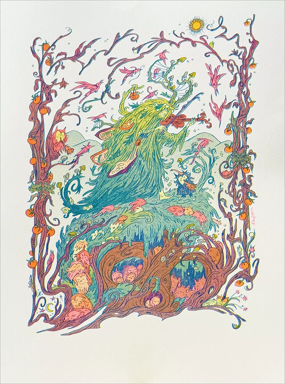 Grandfather Mountain / The Green Man [RISOGRAPH], Natalie Andrewson