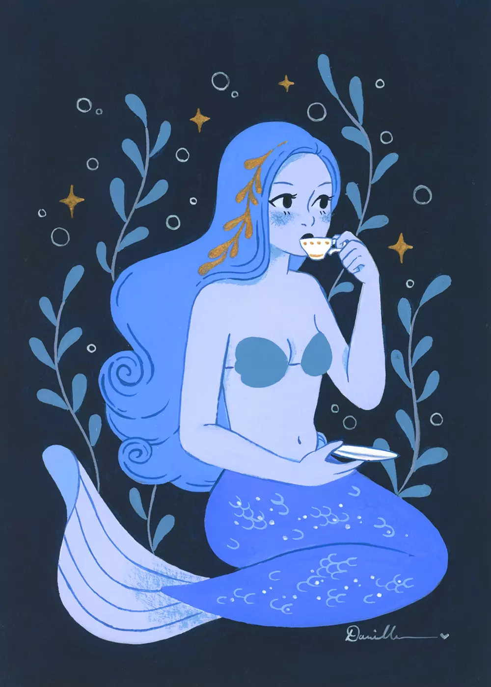 Teatime Merm in Blue, Danielle Boinay
