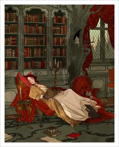 Asleep in the Library [PRINT], Abigail Larson