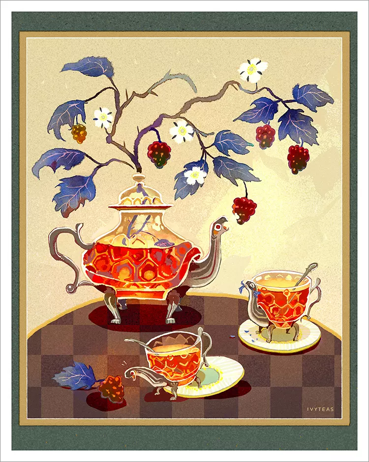 Raspberry Tortoise Tea [PRINT], IVYTEAS