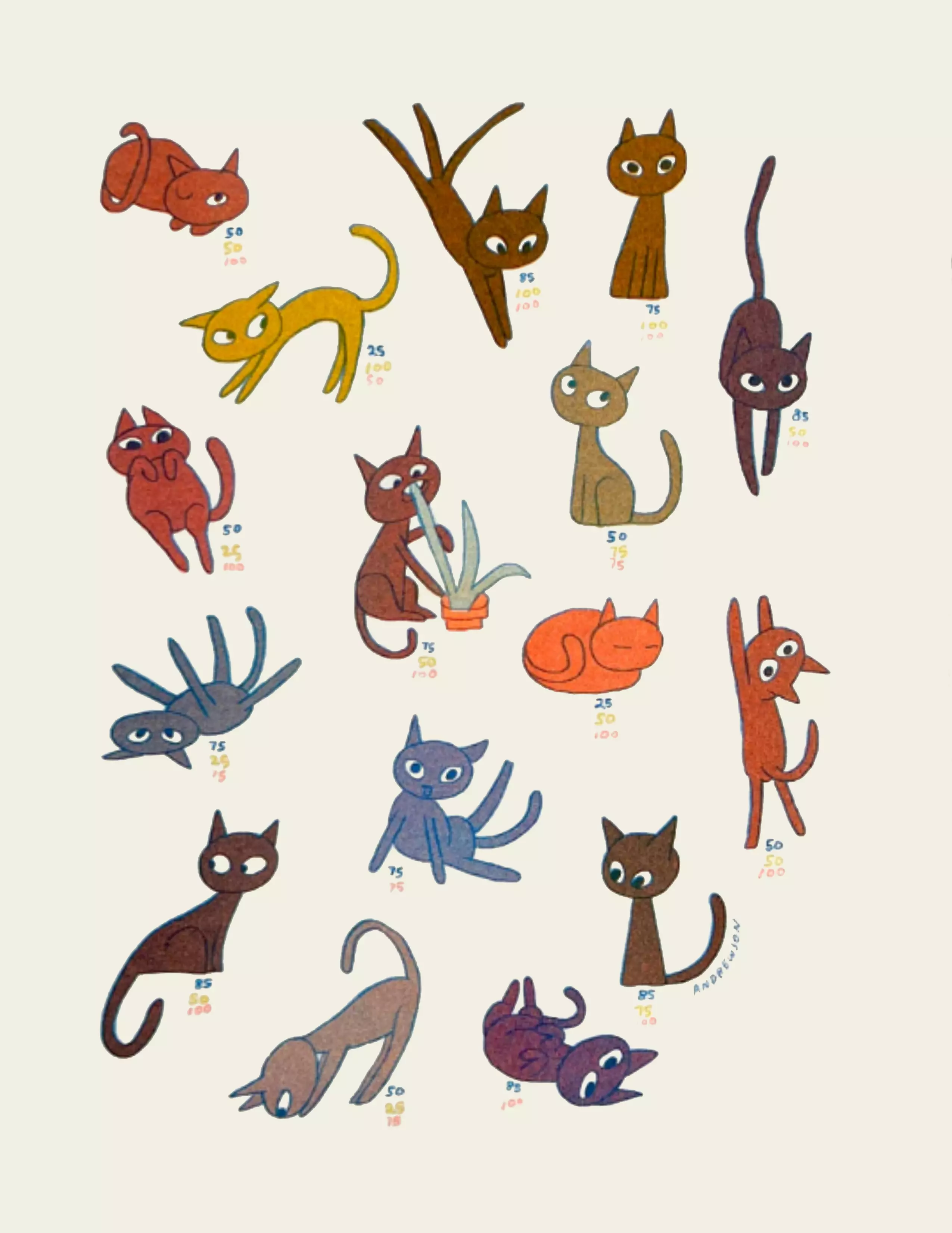 Cool Cats [RISOGRAPH], Natalie Andrewson