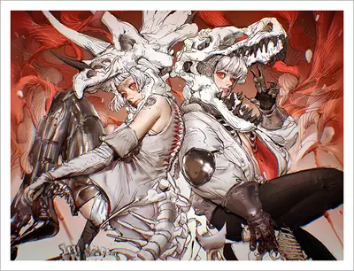 Triceratops & T Rex [PRINT], Entei  Ryu 