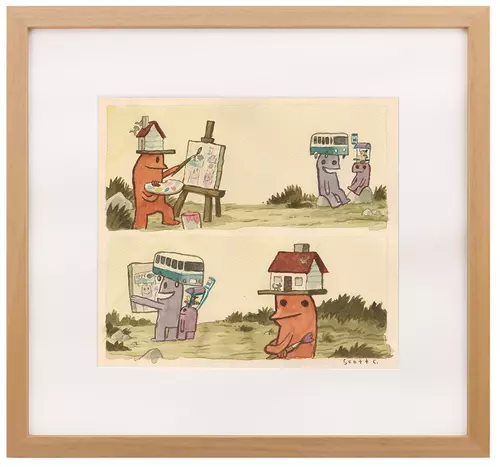 Cabin Head and Tree Head [page 26 panels 1 & 2], Scott C.