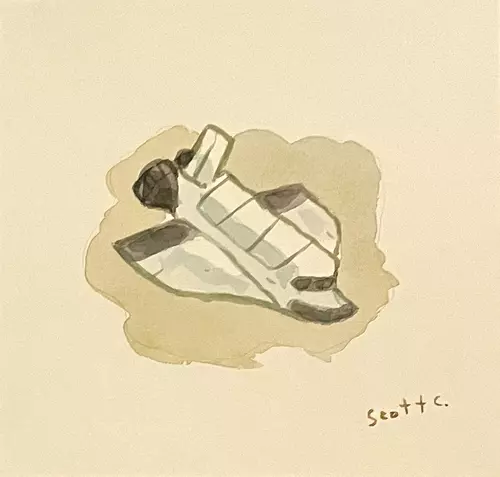 Cabin Head and Tree Head [Hiding Spots Spot Illustration], Scott C.