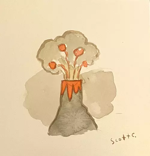 Cabin Head and Tree Head [Hellos Spot Illustration], Scott C.
