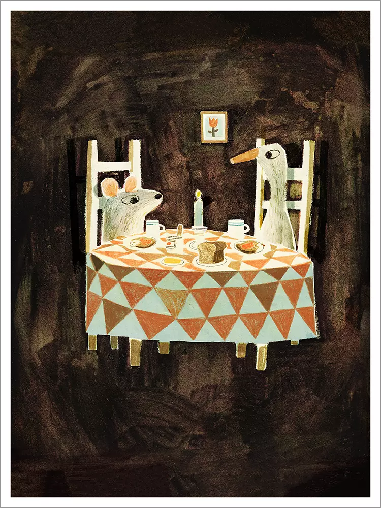 The Wolf, The Duck, & The Mouse - pg. 10 - Candlelight Dinner [PRINT], Jon Klassen