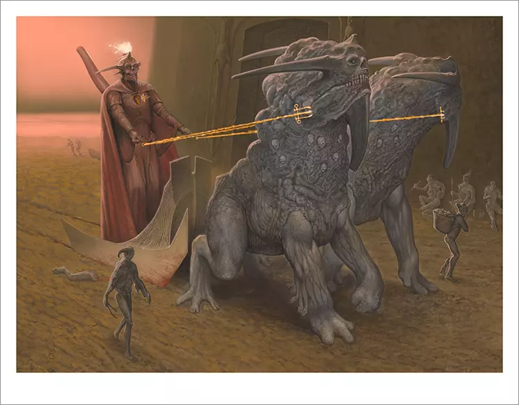 Melding Drawn Sledge [PRINT], Wayne Barlowe